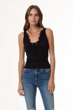 Roza Lace Embroidered Rib Tank