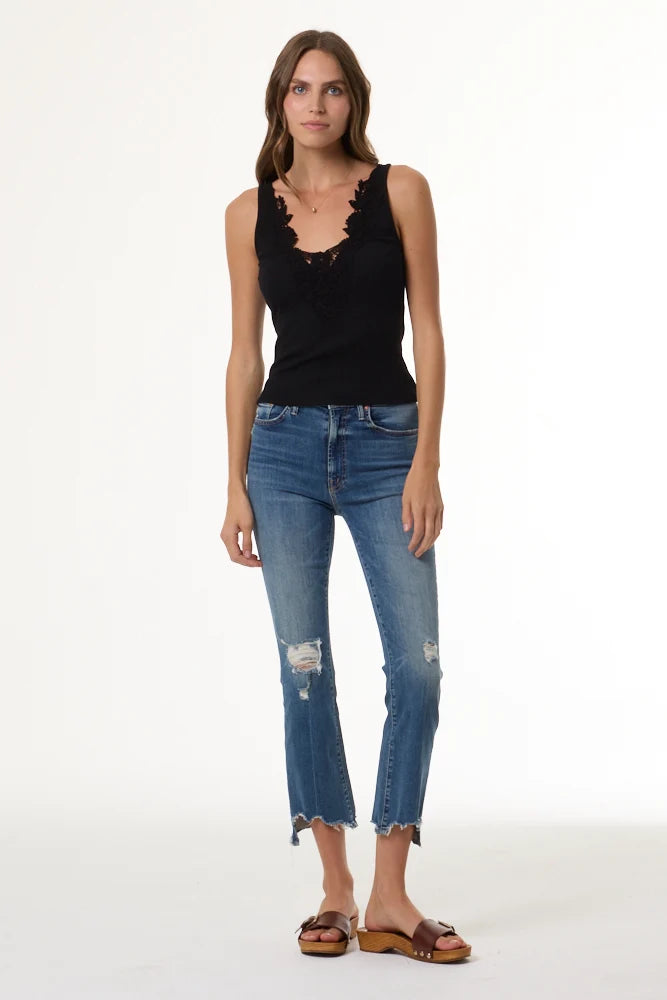 Roza Lace Embroidered Rib Tank