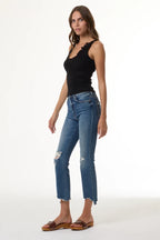 Roza Lace Embroidered Rib Tank