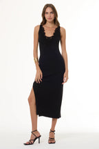 Roza Lace Embroidered Rib Dress