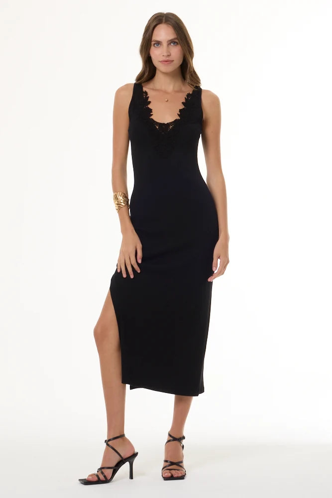Roza Lace Embroidered Rib Dress