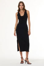 Roza Lace Embroidered Rib Dress