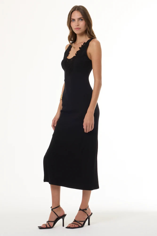 Roza Lace Embroidered Rib Dress