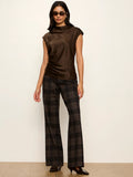 Relay Pull On Pant Espresso Plaid