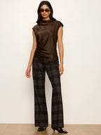 Relay Pull On Pant Espresso Plaid