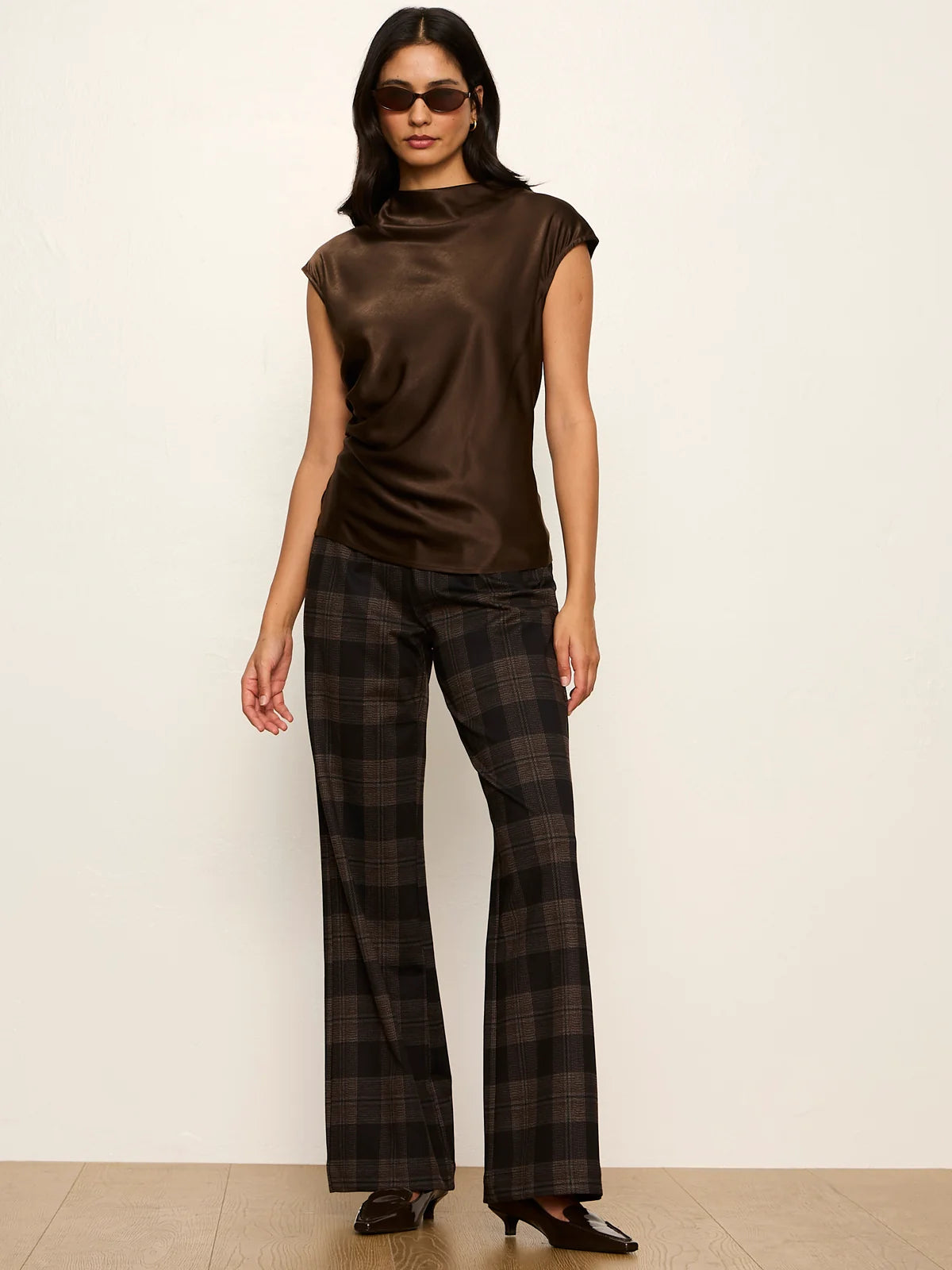 Relay Pull On Pant Espresso Plaid