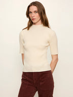High Neck Ribbed Top Bone
