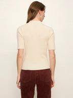 High Neck Ribbed Top Bone