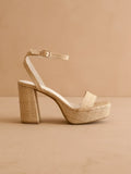 The Olympia | Natural Raffia Platform Heel