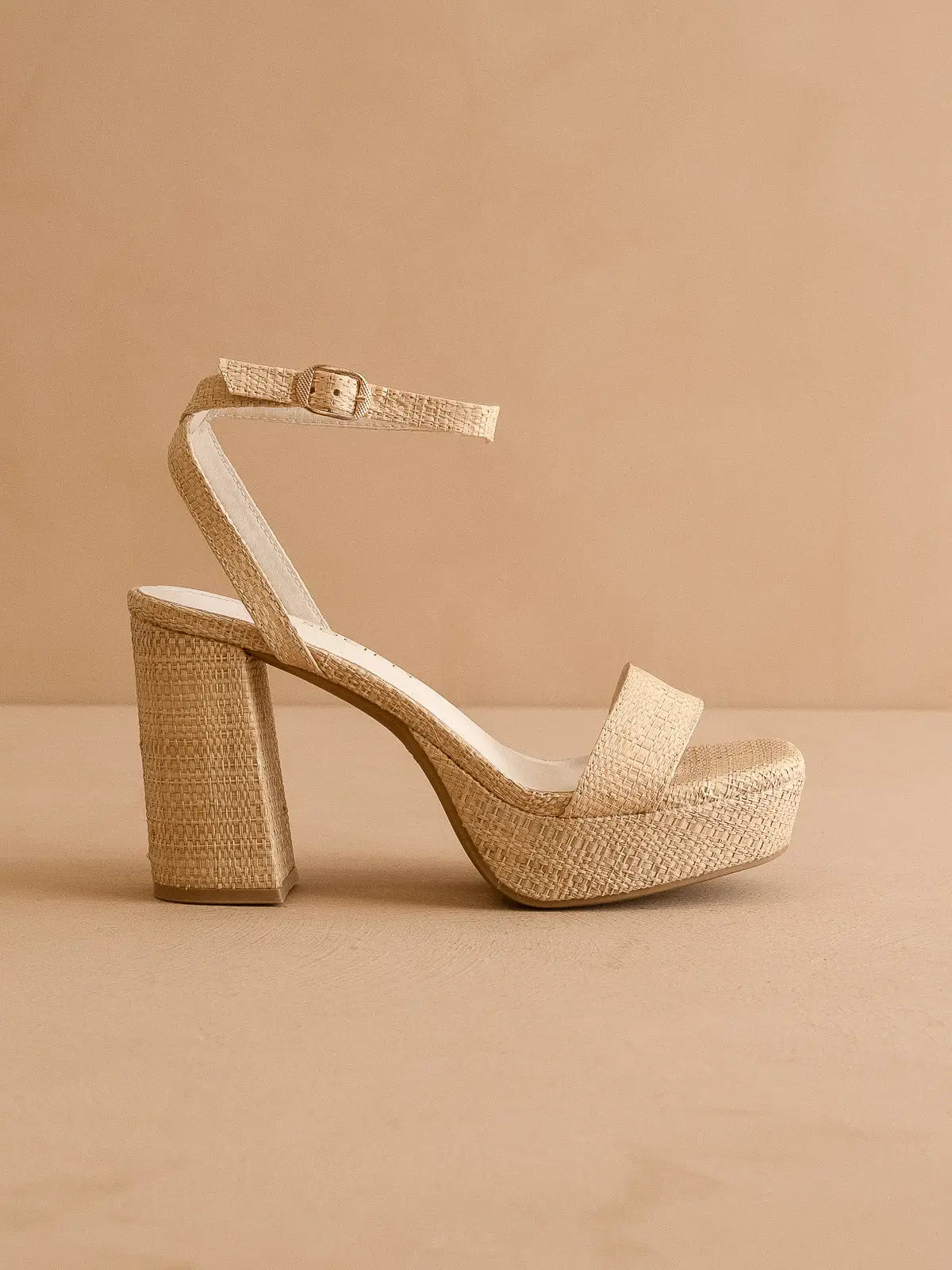 The Olympia | Natural Raffia Platform Heel