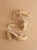 The Olympia | Natural Raffia Platform Heel