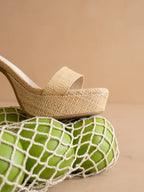 The Olympia | Natural Raffia Platform Heel