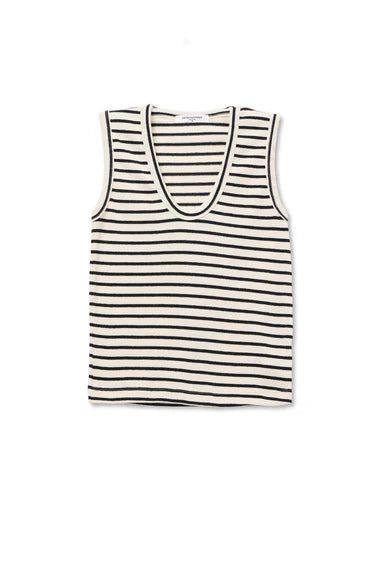Tracy cotton jersey striped u-neck tank