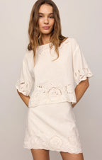 Daya Embroidered Linen Mini Skirt