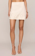 Daya Embroidered Linen Mini Skirt