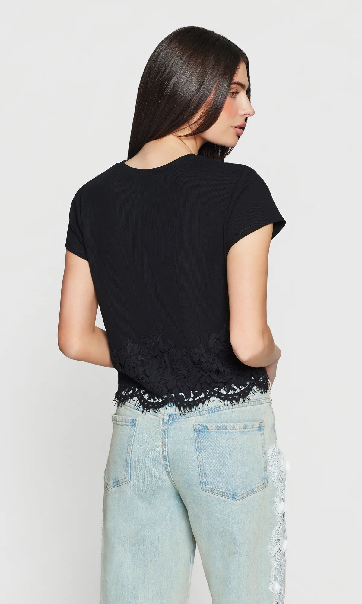 Paige Rib Lace Combo Top