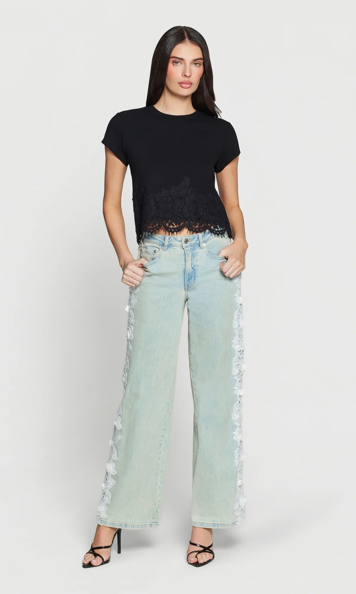 Paige Rib Lace Combo Top