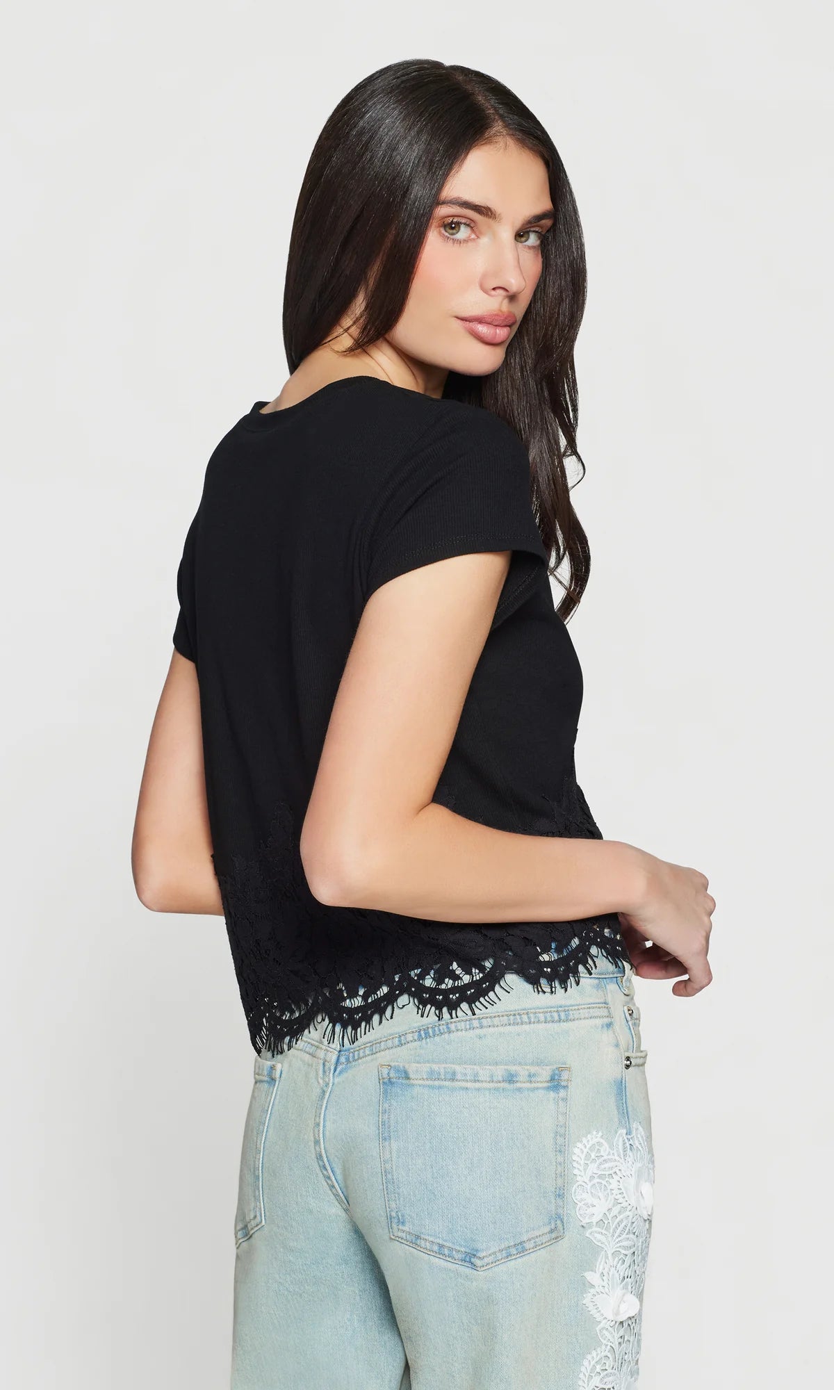 Paige Rib Lace Combo Top