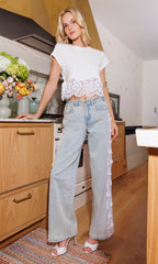 Paige Rib Lace Combo Top